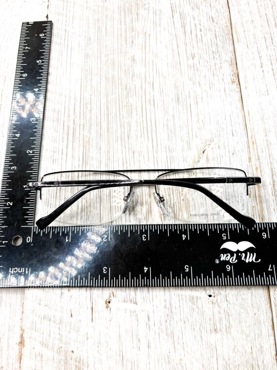 Black Rectangular Semi-Rimless Aviator Eyeglass F… - image 5