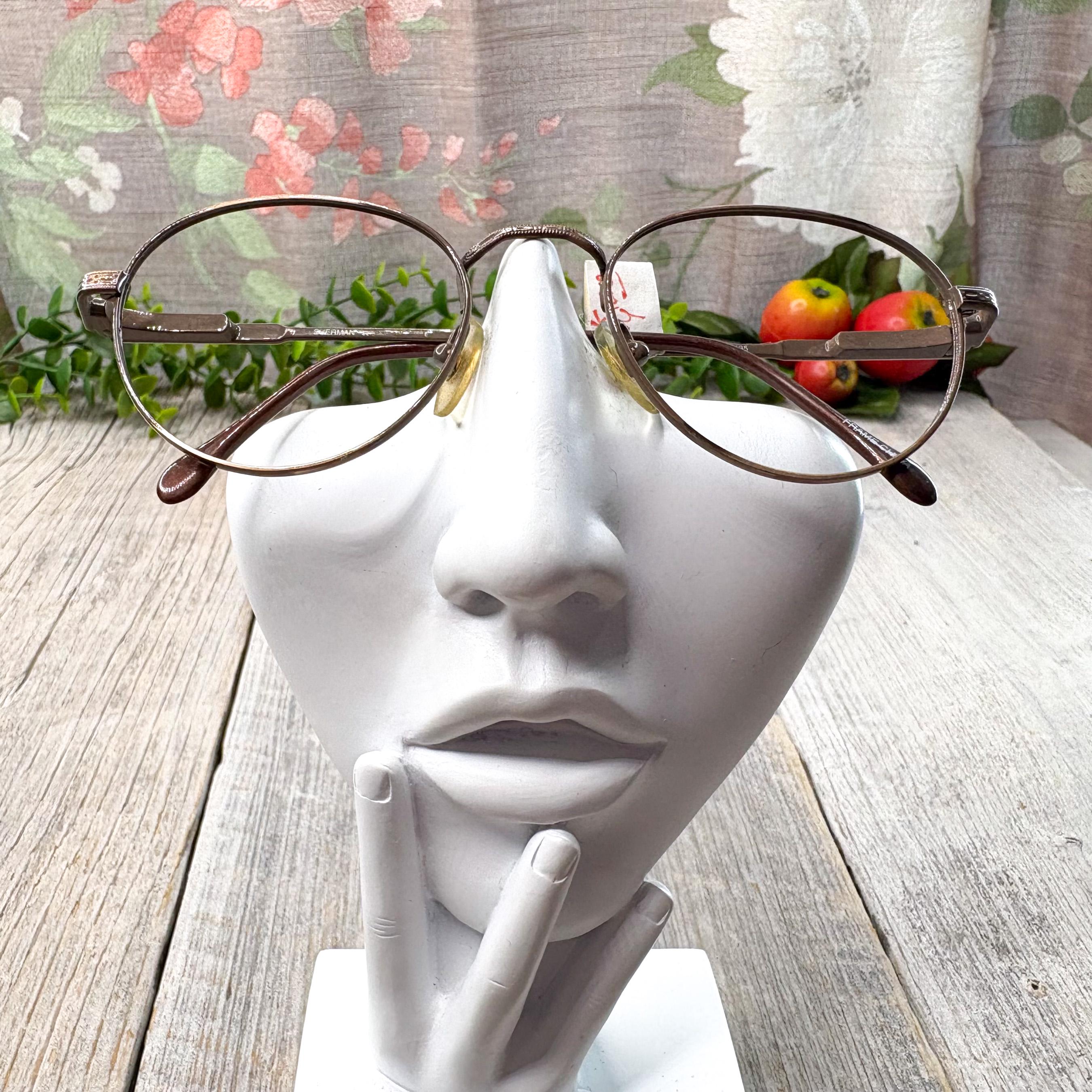 Vintage Round Bronze Eyeglass Frames: Unisex 1990s Deadstock (49