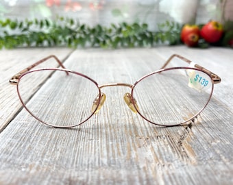 Vintage Rose Gold Eyeglass Frames: Round 90s Fashion