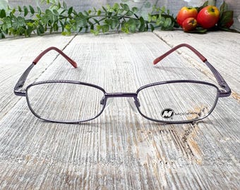Kids Metallic Purple Rectangle Eyeglasses: Vintage 1990s Deadstock Frames