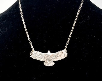 soaring eagle necklace, bird pendant, floating charm necklace, bird charm, pendant necklace, jewelry gift for women, gift for her