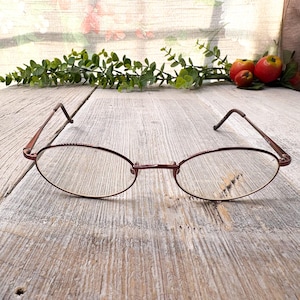 Oval copper metal eyeglass frames only deadstock vintage eyeglasses unisex/men/women prescription eyewear 1990s glasses fashion accessories