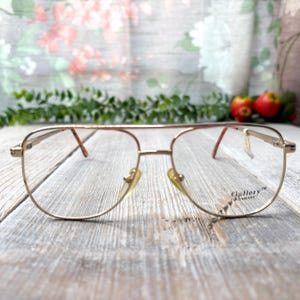 light gold metal eyeglass frame only 54[]14/135 oversized square double-bridge aviator glasses unisex/men/women eyeglasses nos/vintage 1990s