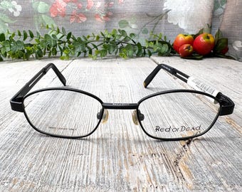 Vintage Oval Eyeglass Frames: Matte Black Metal, Unisex 1990s Deadstock