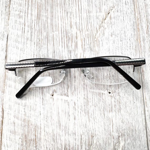 Semi-Rimless Reading Glasses +3.00: Black & Silve… - image 7