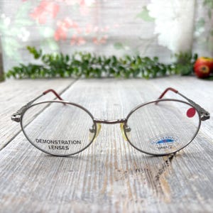 eyeglass frame only pewter 48[]19/135 big oval eyeglasses unisex/men/women 90s style fashion accessories vintage/deadstock/nos glasses 1990s