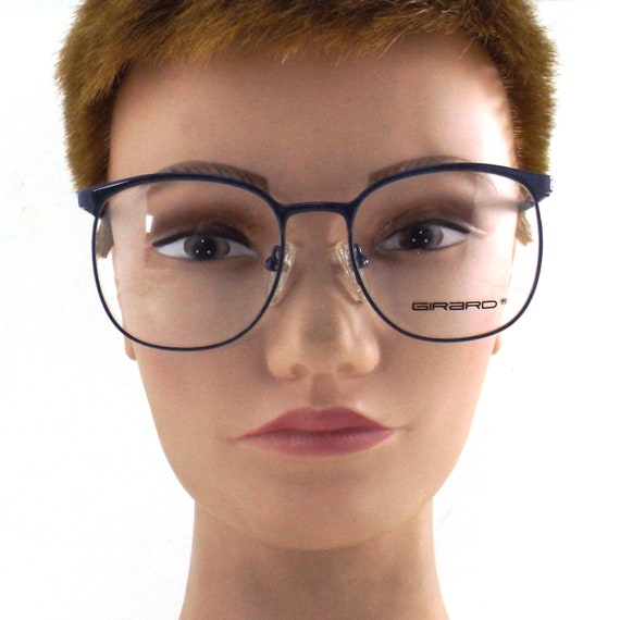 Vintage NOS Eyeglasses Dark Blue Eyeglasses 80s Oversized Round