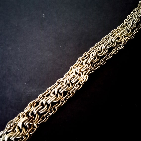 vintage chunky rope bracelet gold metal jewelry - image 4