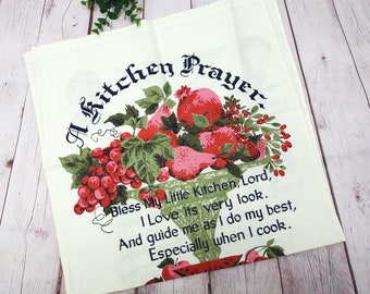 NOS vintage linen towel A Kitchen Prayer, kitchen blessing, decorative towel