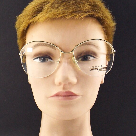 NOS vintage 80s eyeglasses rimless round | gold m… - image 6