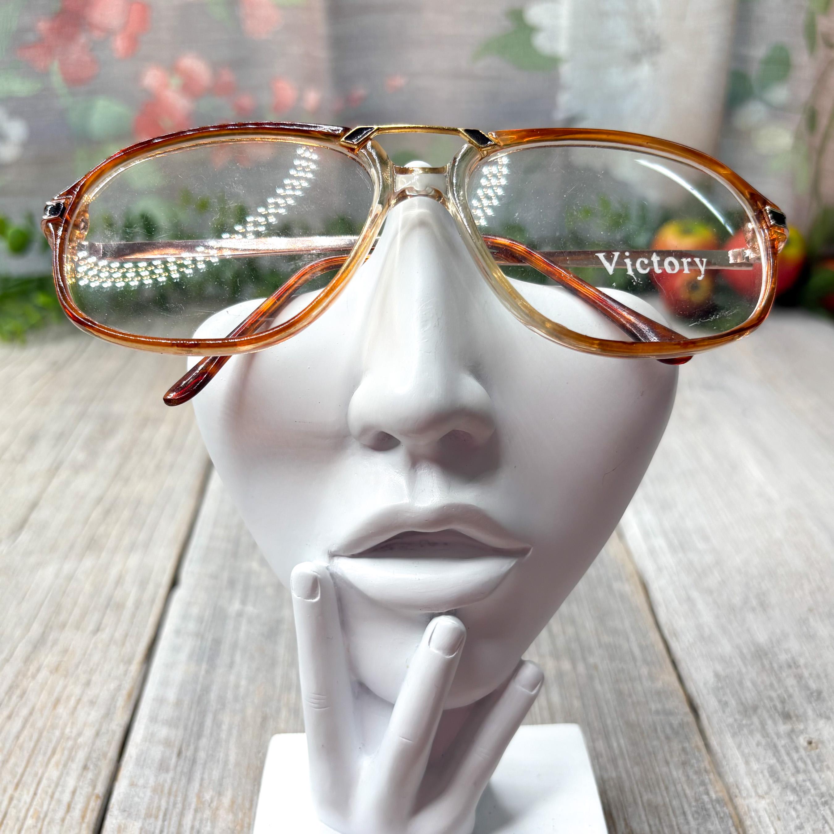 Vintage Aviator Eyeglass Frames: Brown Gold Double Bridge, Unisex