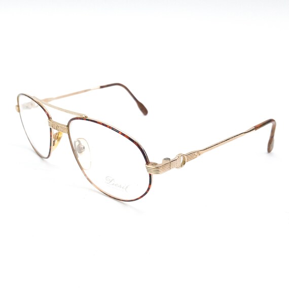 1980s large round eyeglasses 18k gold metal vinta… - image 1