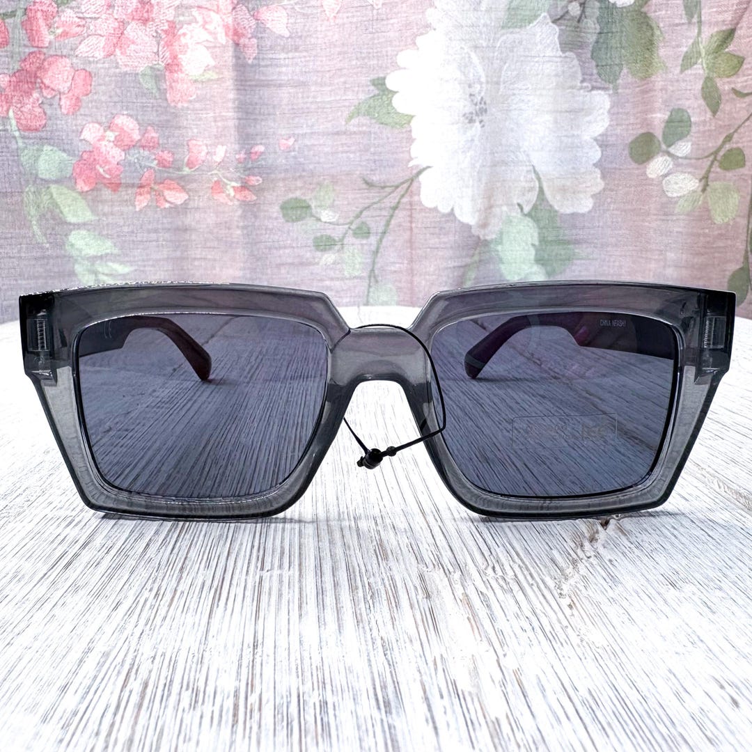 Oversized Square Cat-eye Sunglasses: Gray Unisex UV400 