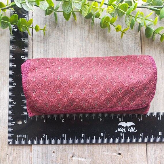 Burgundy Red Patterned Eyeglasses Case: Vintage H… - image 4