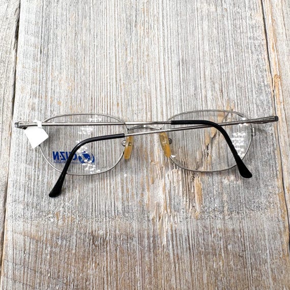 Matte Silver Rectangle Eyeglass Frames: 1990s Vin… - image 6