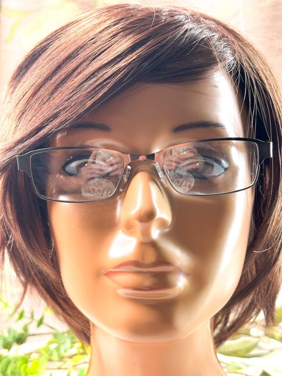 Rectangular Metal Eyeglass Frames: Matte Dark Gun… - image 2