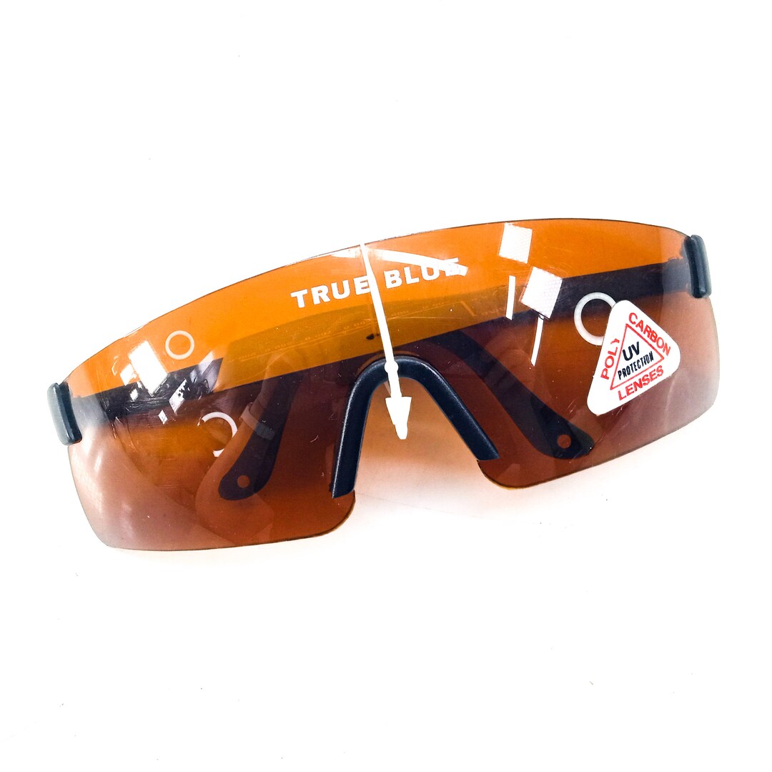 80s Amber Orange Lens Sunglasses Vintage Shield Sunglasses Retro Sun