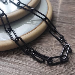 black paperclip bracelet chain metal links paper-clip layering bracelet chain-link unisex jewelry men/women accessories accessory