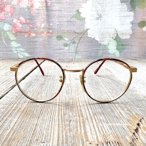kids eyeglass frames only round eyeglasses 46[]18/130 matte gold/wine red unisex/boys/girls/child/children prescription eyewear nos fashion