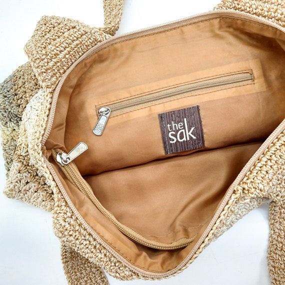 vintage THE SAK purse, beige woven purse, crochet… - image 4