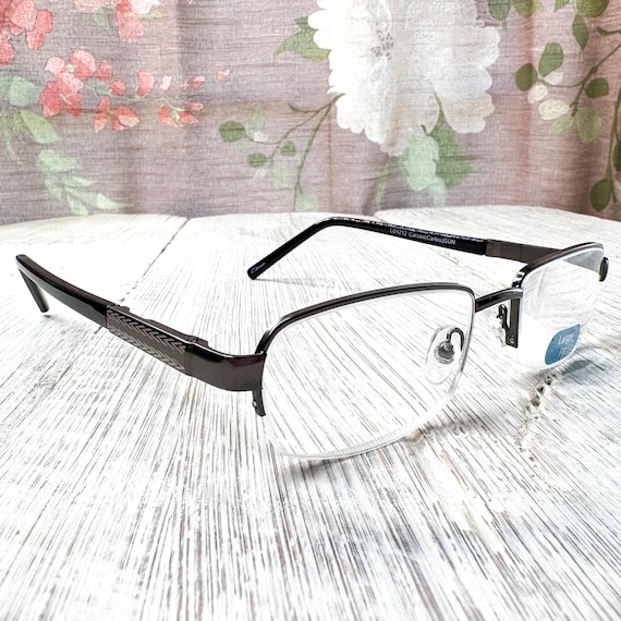 Semi-Rimless Reading Glasses +3.00: Black & Silve… - image 1