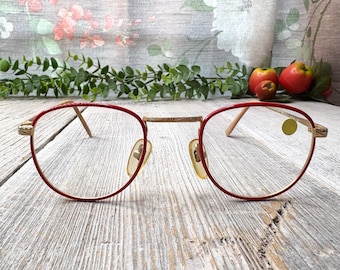 Vintage Rot Gold Brillenfassungen: 1990er Jahre Deadstock Unisex Brille