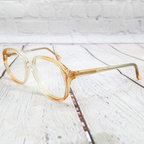 1980s large round petite eyeglasses clear peach v… - image 3