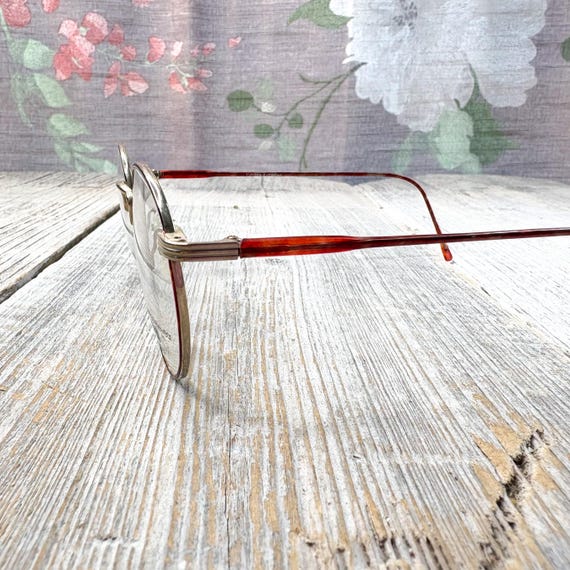 Vintage Round Eyeglass Frames: Orange-Demi & Gold… - image 3