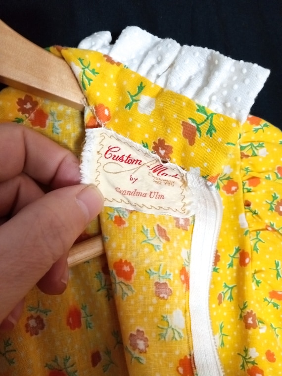 vintage girls yellow floral dress nightgown - image 2