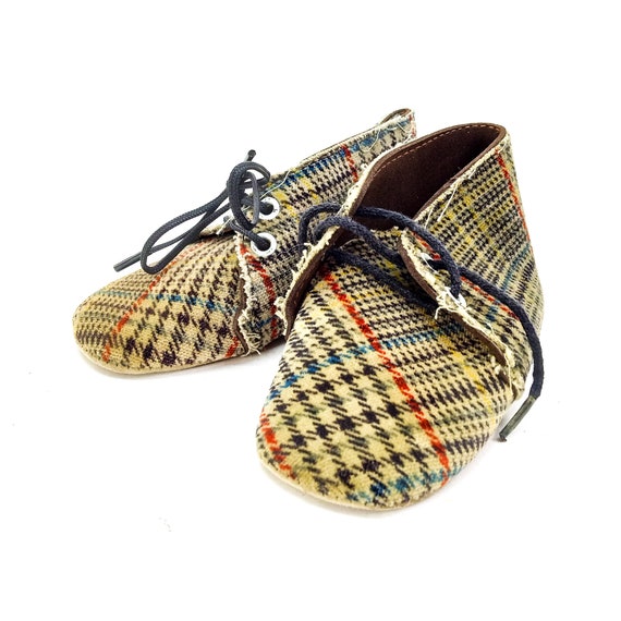 vintage baby shoes, toddler walking shoes, plaid … - image 3