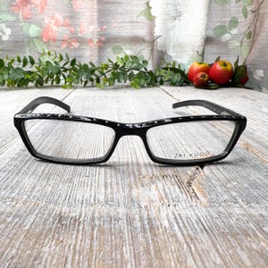 black silver accented eyeglass frames only rectangle cat-eye glasses women’s fashion accessories 1990s prescription eyeglasses 90s deadstock