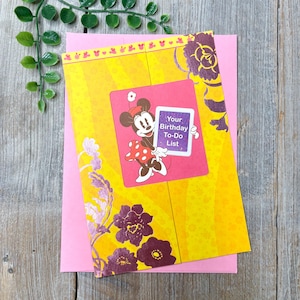 Carte minnie mouse joyeux anniversaire to-do-list Disney poinçon de voeux carte fabriquée aux États-Unis petite fille/enfant/enfant/enfants/adolescents/préados/jeunes
