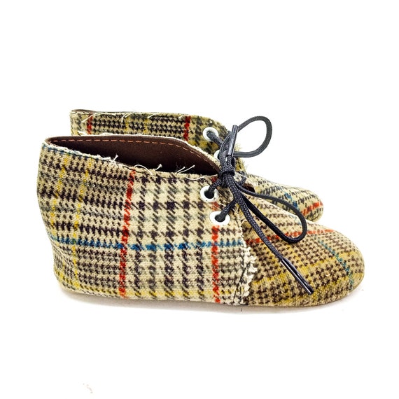 vintage baby shoes, toddler walking shoes, plaid … - image 5