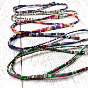 Fair Isle Cloth Eyeglass Strap: Boho Hippie Sunglasses Lanyard, Earbuds Loop Cord (27&quot;)