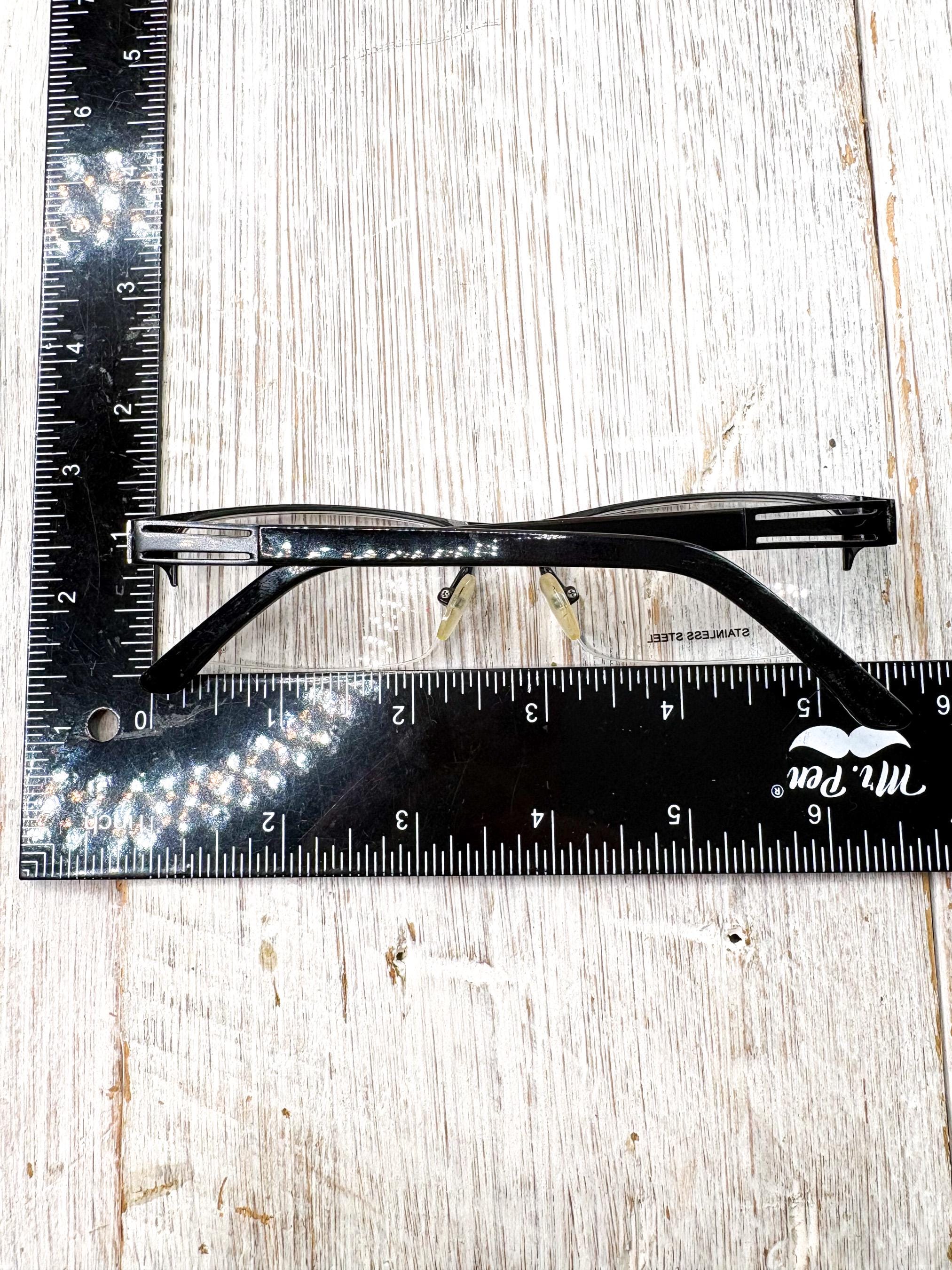 Semi-rimless Rectangular Black Metal Eyeglass Frames: 54[]17-145 - Etsy
