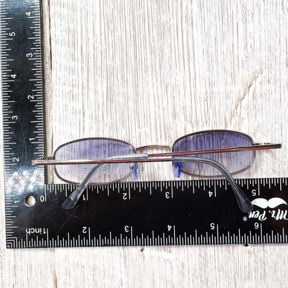 Vintage Rectangular Sunglasses: Blue Lens Silver … - image 5