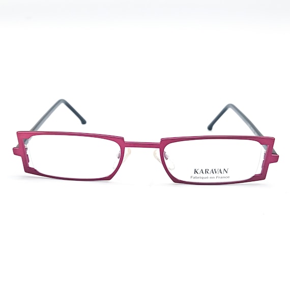 2000s KARAVAN large rectangle eyeglasses red blac… - image 3