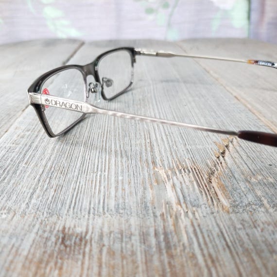 Vintage Rectangle Eyeglasses: Satin Silver & Brow… - image 7