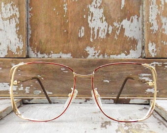 designer glasses | vintage eyeglass frames | red and gold eyeglasses | deena