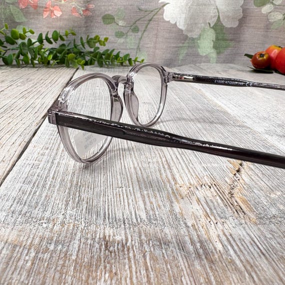 Translucent Gray Round Eyeglasses Frames: Vintage… - image 3