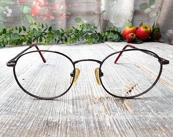 Vintage Copper Round Eyeglass Frames: 1990s Unisex Eyewear