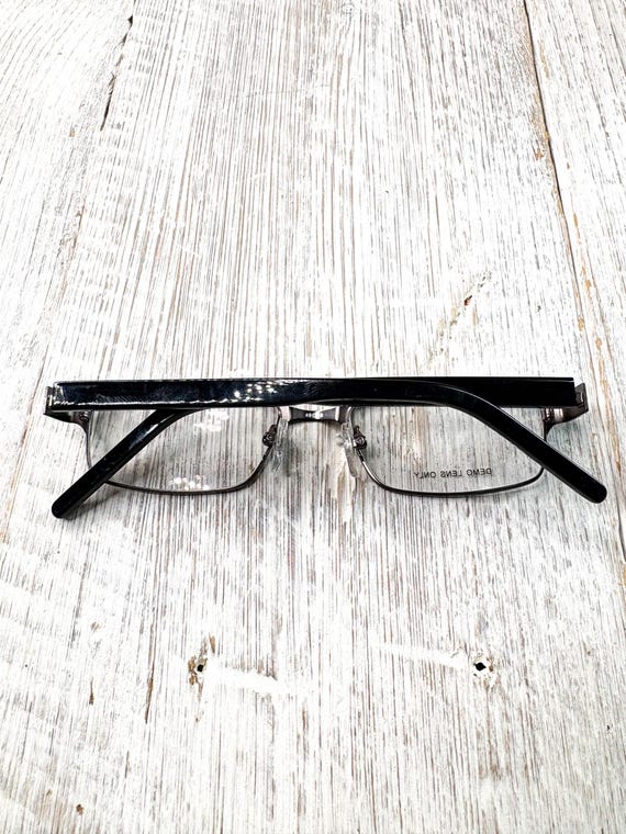 Rectangular Metal Eyeglass Frames: Matte Dark Gun… - image 7
