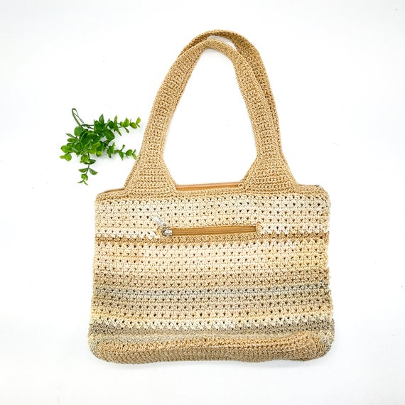 vintage THE SAK purse, beige woven purse, crochet… - image 2