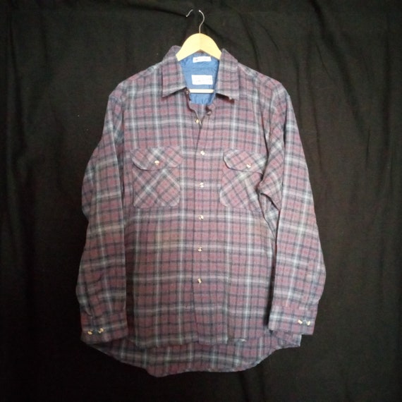 vintage sears roebuck plaid flannel button down s… - image 2