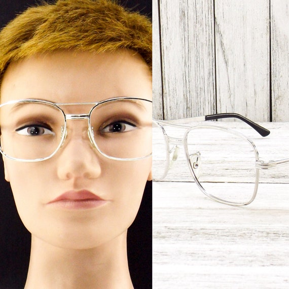 square aviator eyeglasses silver frames | mohawk - image 1