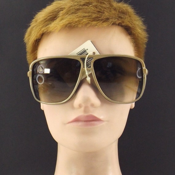 vintage NOS sunglasses | gold sunglasses | square… - image 7