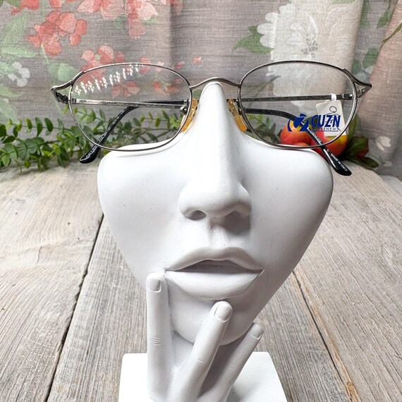 Matte Silver Rectangle Eyeglass Frames: 1990s Vin… - image 4