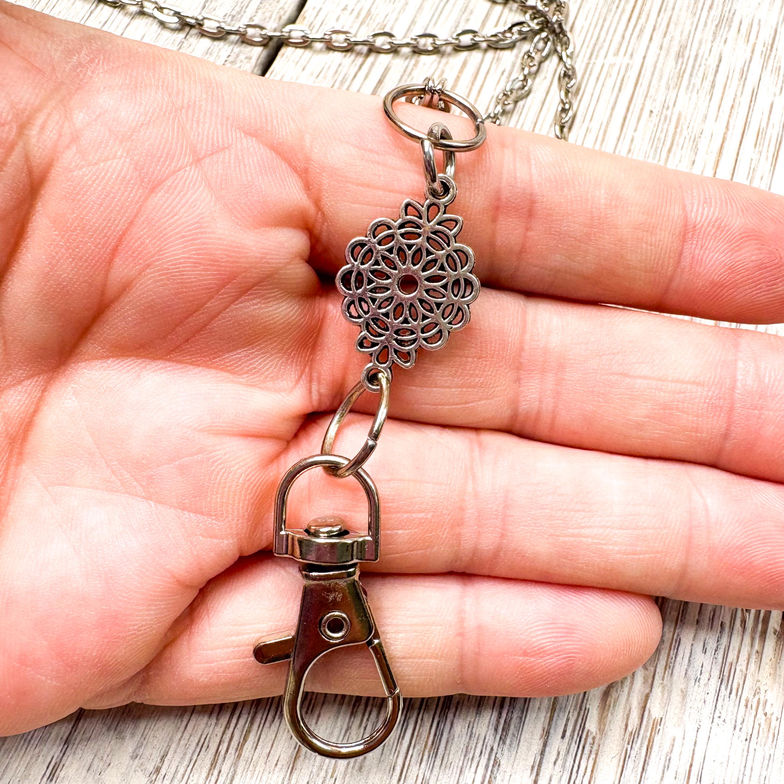 Collana di Perle Bianche Collana con Cordino Porta Badge