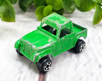 vintage tootsietoy jeep truck green room decor retro aesthetic