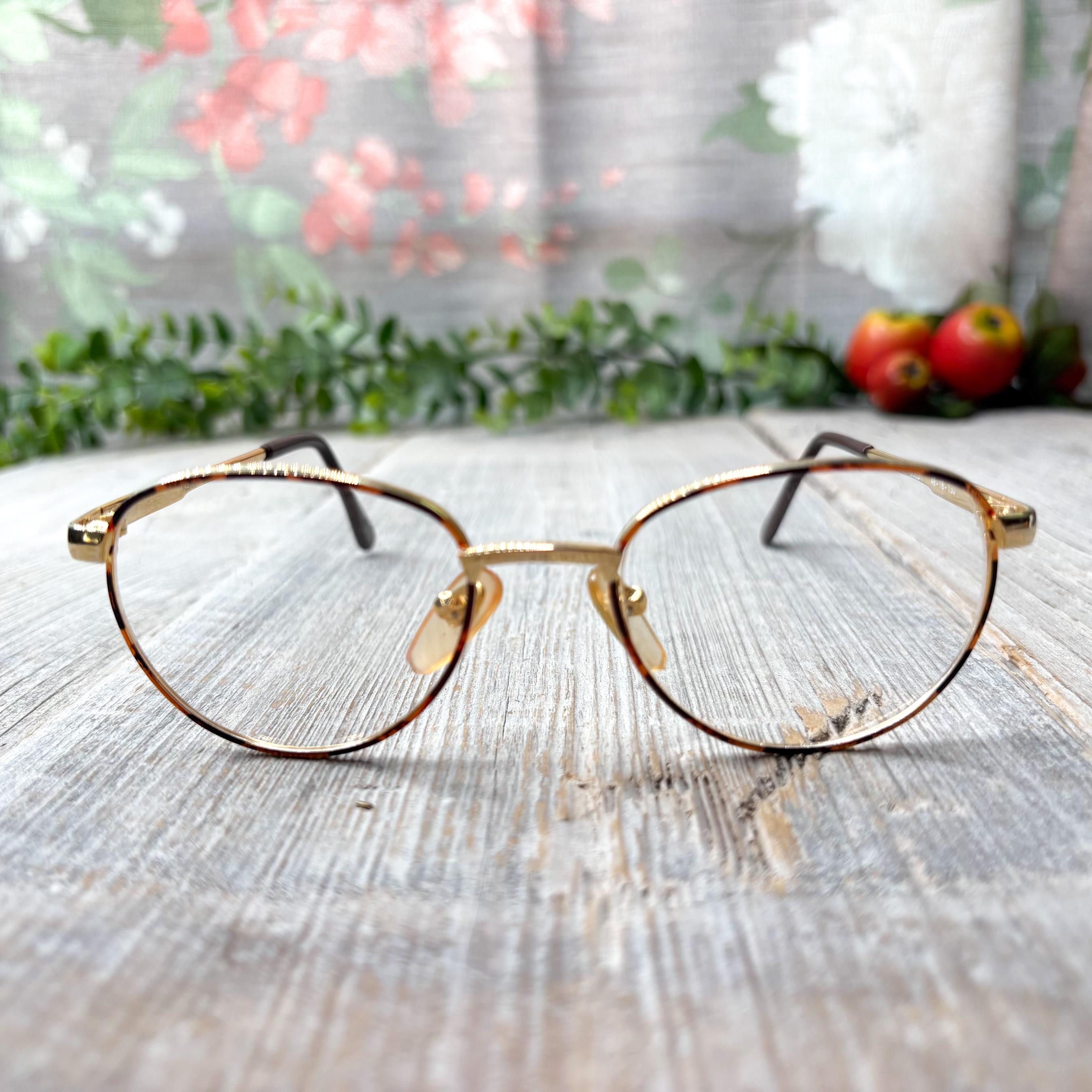 Montatura per occhiali rotondi vintage: metallo tartarugato dorato